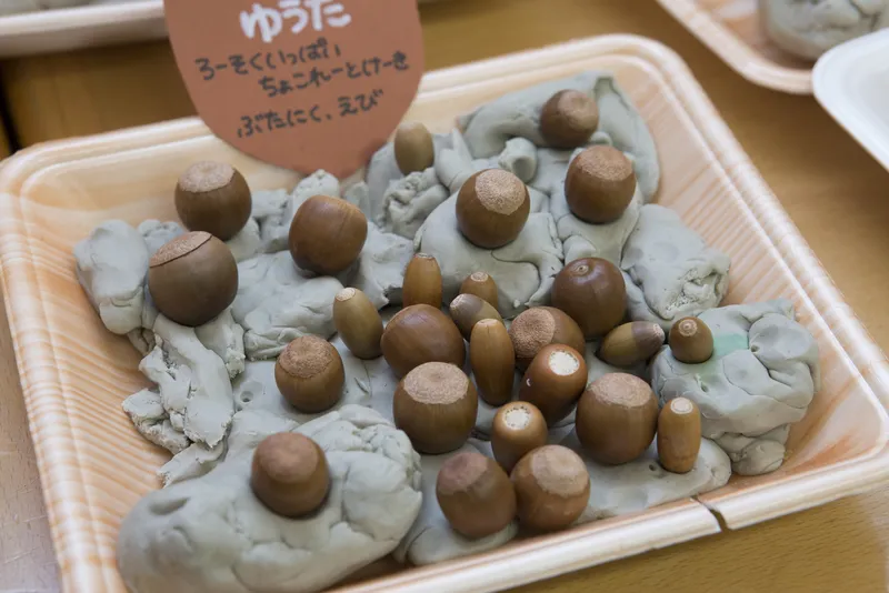 （粘土細工）どんぐり忍者のごはん
